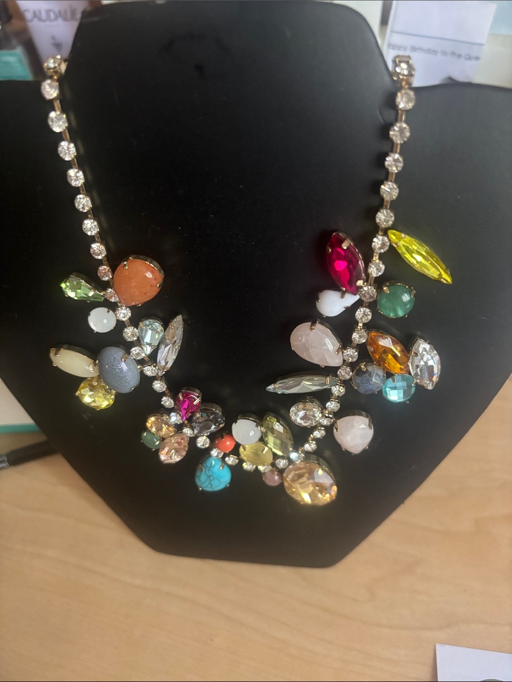 Multicolored Crystal Cluster Necklace - Women Jewelry